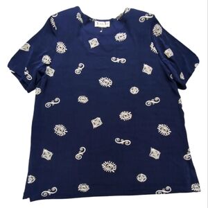 Vikki Vi Celestial Top NWT Tunic Short Sleeve Whimsy Boho Ribbed Plus Size 1X